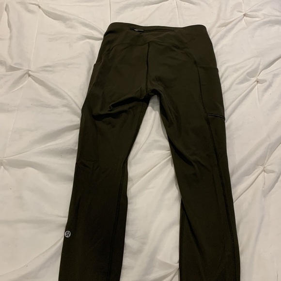 Dark olive tight stuff tights with pockets - Picture 2 of 4